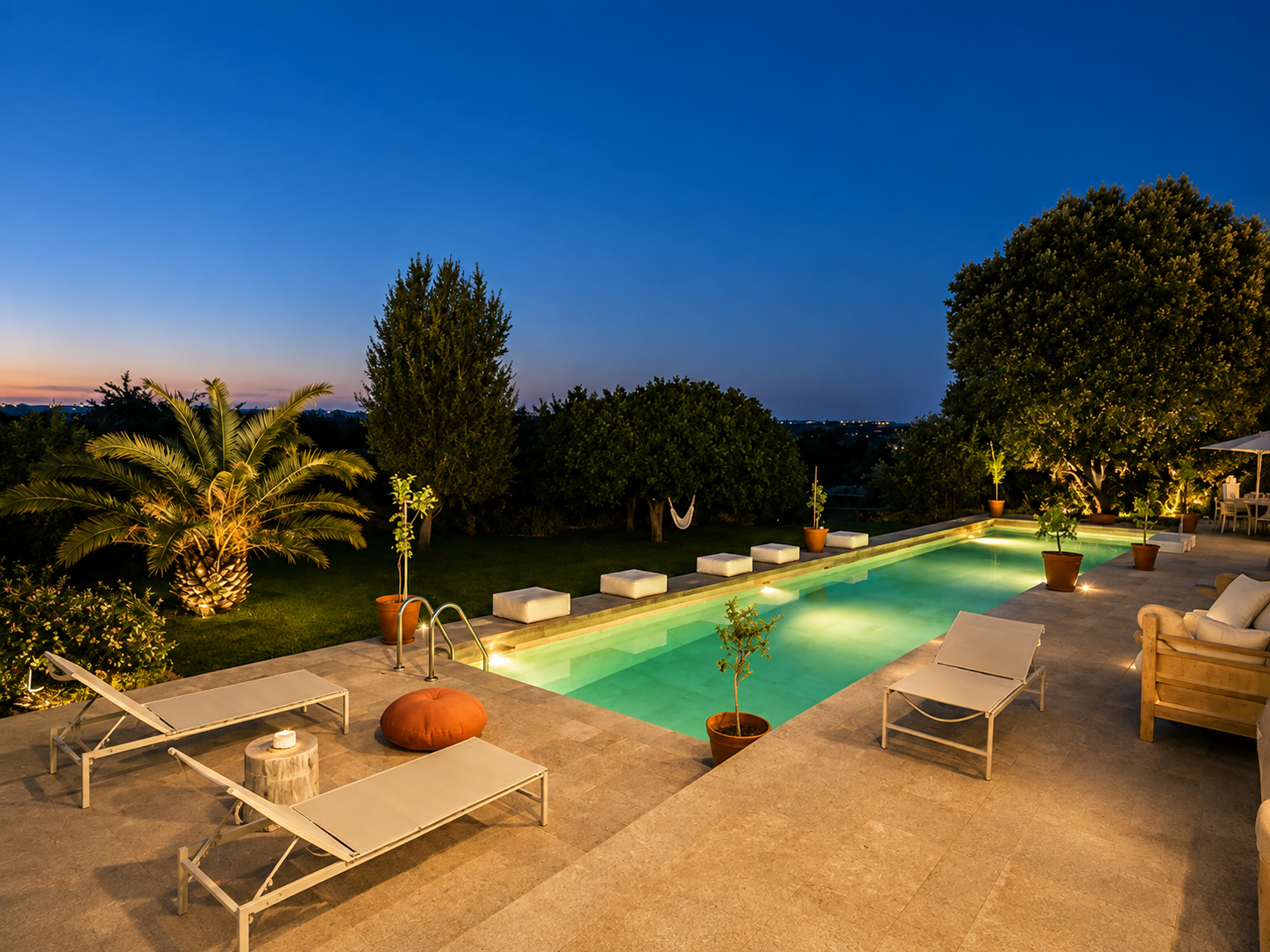 Vista panoramica di Masseria Baba nella quiete delle campagne salentine